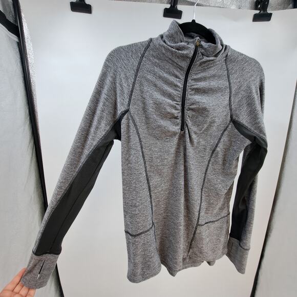C9 Champion Top M Semi Fitted 1/4 Zip Long Sleeve Pullover Activewear Gray Black - Picture 4 of 9